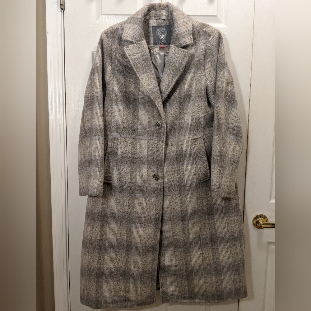 Vince Camuto Gray Plaid Water Resistant Coat, Size XL, NWOT